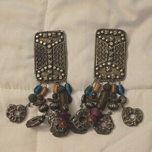 Vintage Yllang Yllang Clip earrings.  Silver tone